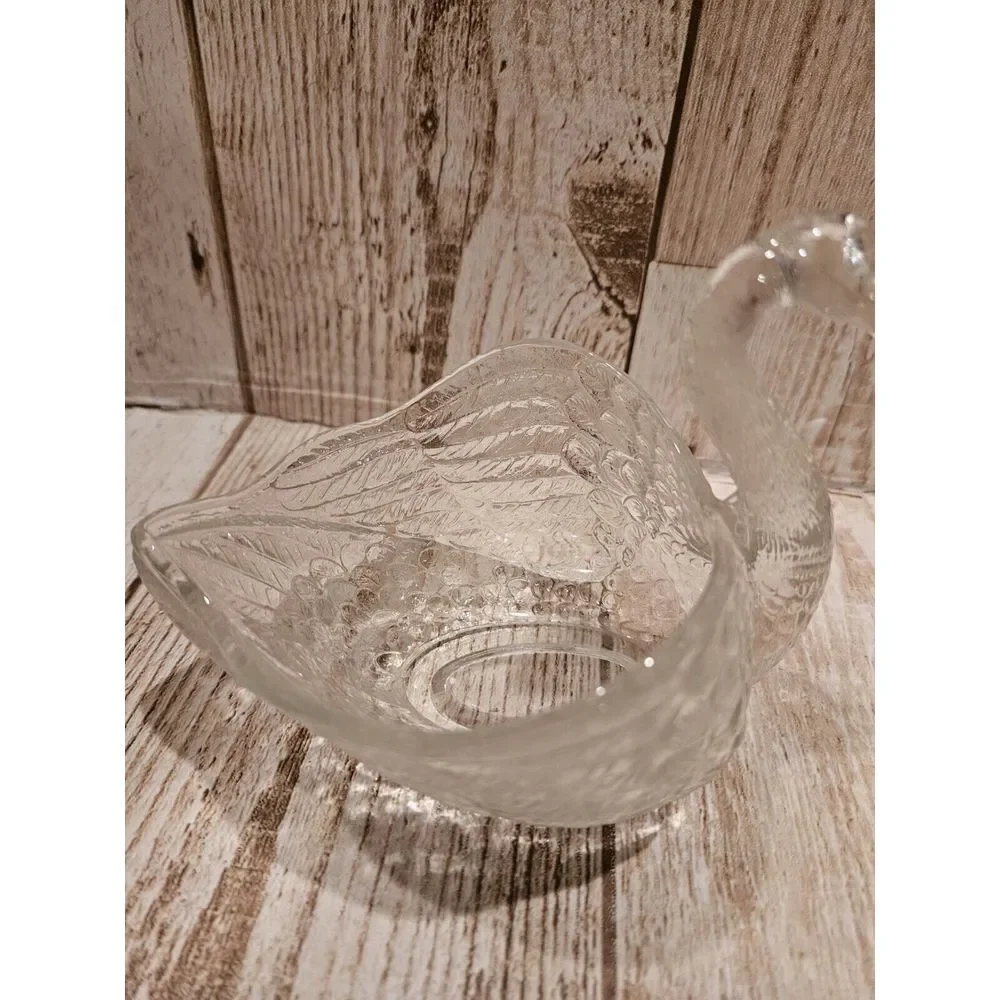 Vintage‎ Clear Pressed Glass Swan Candy Nut Mint Dish